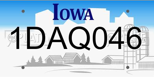 1DAQ046 Iowa License Plate