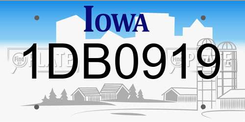 1DB0919 Iowa License Plate