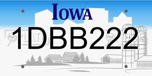 1DBB222 Iowa License Plate
