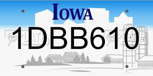 1DBB610 Iowa License Plate