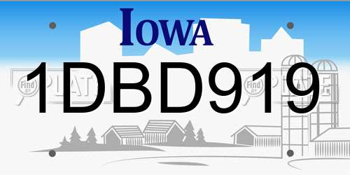 1DBD919 Iowa License Plate