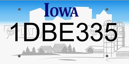 1DBE335 Iowa License Plate