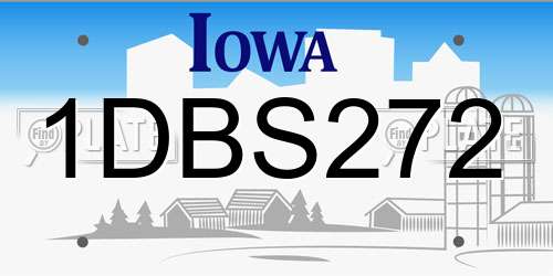 1DBS272 Iowa License Plate