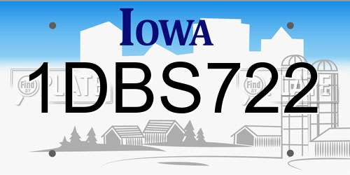 1DBS722 Iowa License Plate