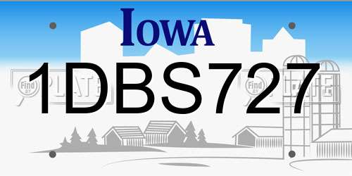 1DBS727 Iowa License Plate