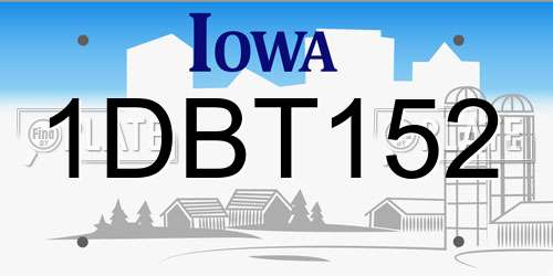 1DBT152 Iowa License Plate