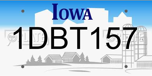 1DBT157 Iowa License Plate