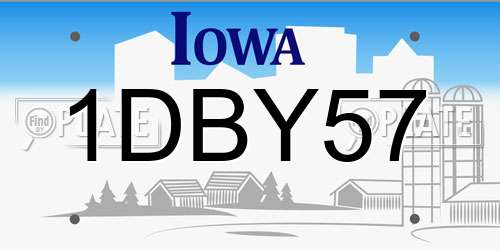 1DBY57 Iowa License Plate