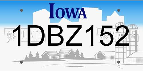 1DBZ152 Iowa License Plate