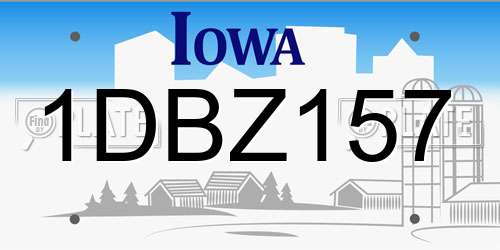 1DBZ157 Iowa License Plate