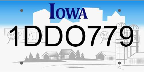 1DDO779 Iowa License Plate