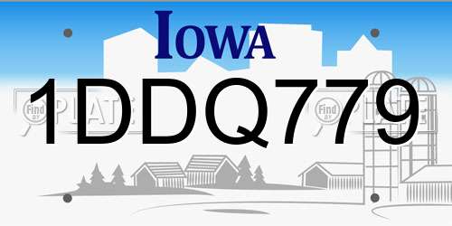 1DDQ779 Iowa License Plate
