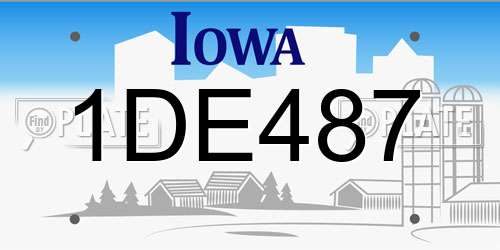 1DE487 Iowa License Plate