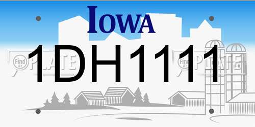 1DH1111 Iowa License Plate