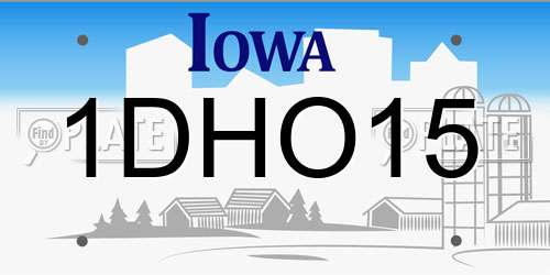 1DHO15 Iowa License Plate