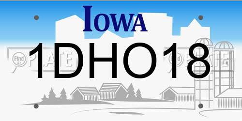 1DHO18 Iowa License Plate