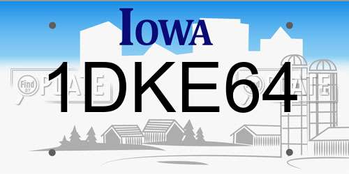 1DKE64 Iowa License Plate