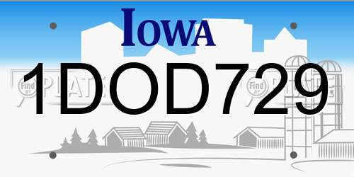 1DOD729 Iowa License Plate