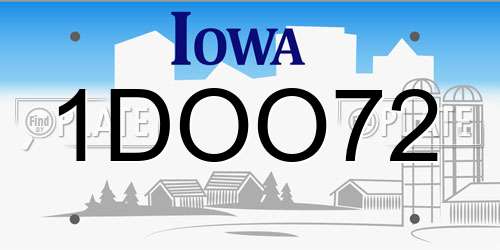 1DOO72 Iowa License Plate