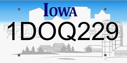 1DOQ229 Iowa License Plate
