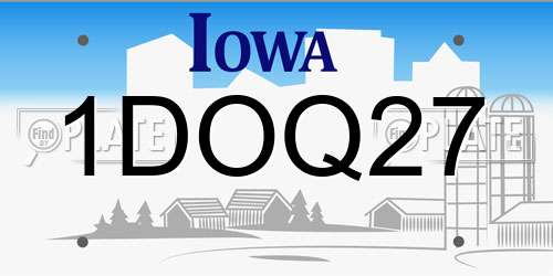 1DOQ27 Iowa License Plate
