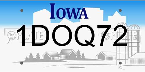 1DOQ72 Iowa License Plate