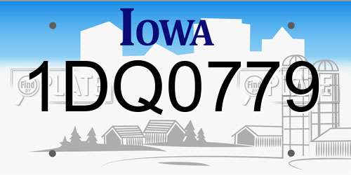 1DQ0779 Iowa License Plate
