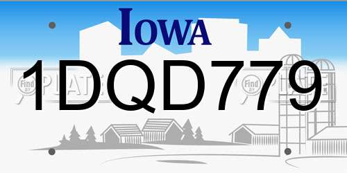 1DQD779 Iowa License Plate