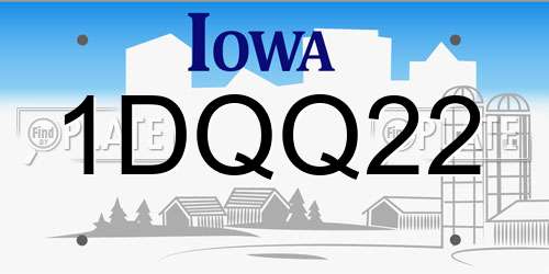 1DQQ22 Iowa License Plate