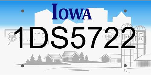 1DS5722 Iowa License Plate