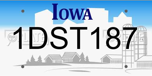 1DST187 Iowa License Plate