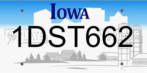 1DST662 Iowa License Plate
