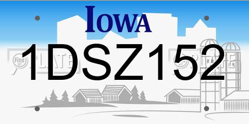 1DSZ152 Iowa License Plate