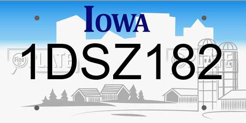 1DSZ182 Iowa License Plate
