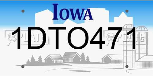 1DTO471 Iowa License Plate