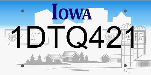1DTQ421 Iowa License Plate