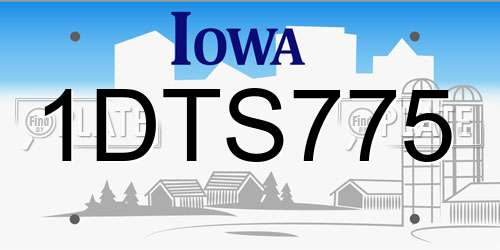1DTS775 Iowa License Plate