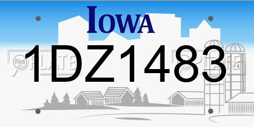 1DZ1483 Iowa License Plate