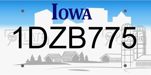 1DZB775 Iowa License Plate