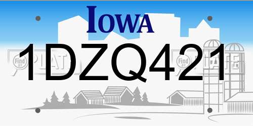 1DZQ421 Iowa License Plate