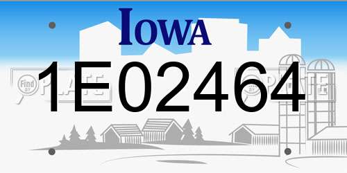 1E02464 Iowa License Plate