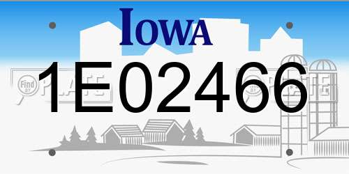 1E02466 Iowa License Plate