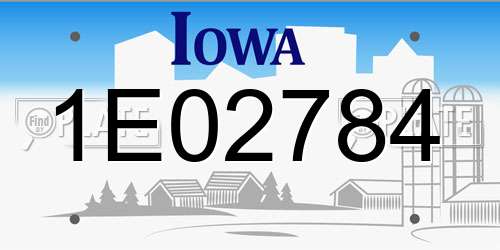 1E02784 Iowa License Plate