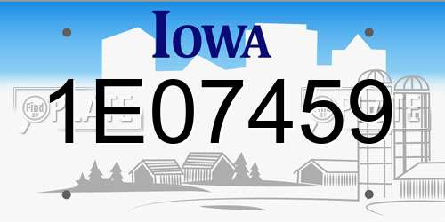 1E07459 Iowa License Plate