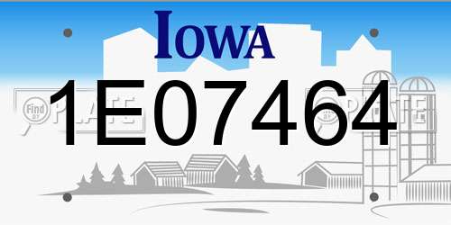 1E07464 Iowa License Plate