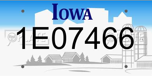 1E07466 Iowa License Plate
