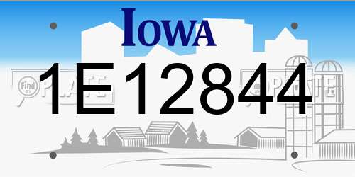 1E12844 Iowa License Plate