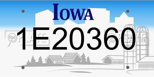 1E20360 Iowa License Plate
