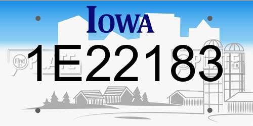 1E22183 Iowa License Plate