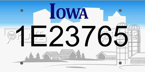 1E23765 Iowa License Plate
